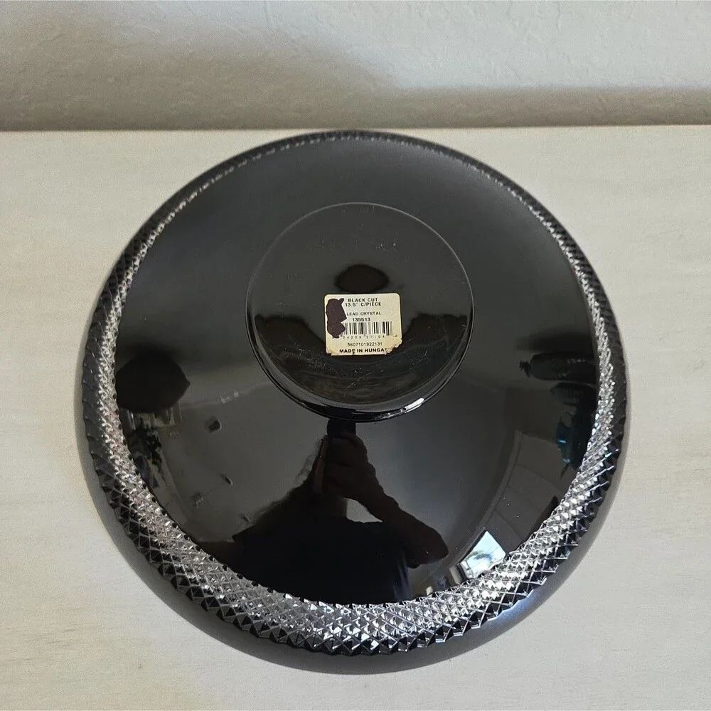 Waterford Crystal John Rocha Black Cut Crystal Large Footed Centerpiece Bowl